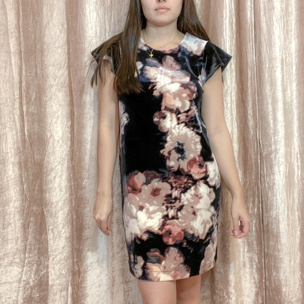 Cynthia Rowley Floral Print Velvet Dress